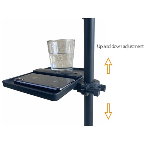 Mic Stand Tray, Soporte Microfono, Tripod Clamp Shelf for Music Sheet, Streaming, Karaoke, Recording - Drum Accessories, Lash Organizer (Small- Not Phone Holder)