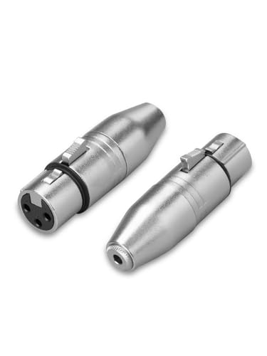CableCreation 3.5mm to XLR Female Adaptor 2pcs,X LR to 1/8'' Stereo Audio Converter,1/8 inch TRS Stereo Jack Female to 3 Pin XL R Microphone Extender for Camcorder,Mixer,Speaker,Microphone,Amplifier - size: XLR Female