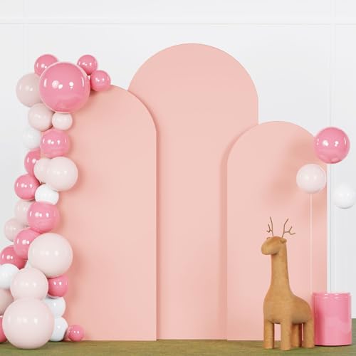 FANPROMS Wedding Arch Cover Dusty Rose 5FT 6FT 7FT Arch Backdrop Cover Set of 3 Spandex Arch Stand Cover Round Top Arch Backdrop Covers Chiara Arched Cover for Bridal Shower Banquet Party Decorations - color: Dusty Rose, size: 5FT, 6FT, 7FT