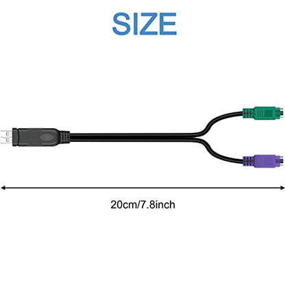 PS/2 to USB Adapter Keyboard Mouse Adapter Cable, PS/2 Female to USB A Male Plug with Chip, 2 PCS 2 in 1 PS-2 to USB 2.0 Converter Cord - color: Black - USB to PS/2 Cable