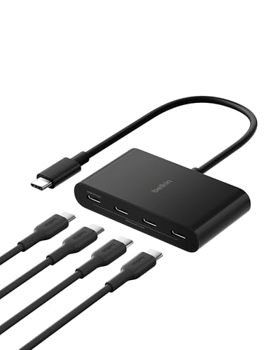 Belkin Connect 4-Port USB-C Hub - USB C Hub Multiport Adapter Dongle with 4 USB-C 3.2 Gen 2 Ports - High-Speed 10G Data Transfer for Laptop, MacBook, iPad, PC, and More - 100W PD - style: 4-in-1 USB-C Hub