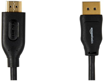 Amazon Basics DisplayPort to HDMI Cable, Video and Audio, Uni-Directional, 1920x1200, 1080p Full HD, Gold-Plated Plugs, 3 Feet, Black, 5-Pack - size: 3 Feet, style: 5-Pack