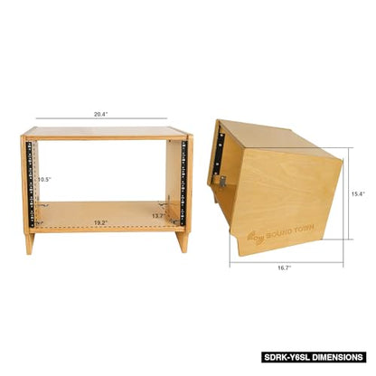 Sound Town DIY 6U Angled Desktop Turret Studio Rack with Solid Baltic Birch Plywood, Golden Oak, Assembly Required (SDRK-Y6SL) - size: 6U, Golden Oak