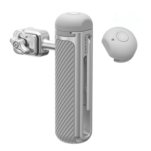 NEEWER Quick Release Side Handle with Detachable Bluetooth Shutter, Anti Off Cold Shoe, 360° Rotation, Compatible with iPhone 16 Pro 16 Pro Max S25 Ultra Phone Cage Accessories, Silver + Gray, PA045E - style: PA045E Silver/Gray