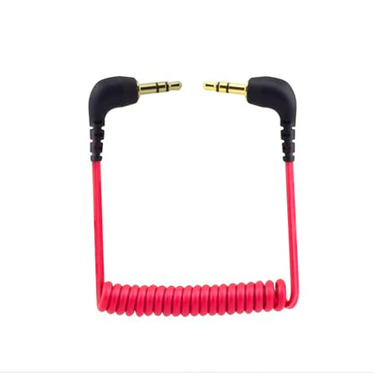 for DJI Mic Camera Audio Cable 3.5mm TRS, for DJI Mic 2 / Rode Wireless GO II/ME/PRO Microphone Dual 3.5mm TRS Male Coiled Right Angle Audio Cord Adapter