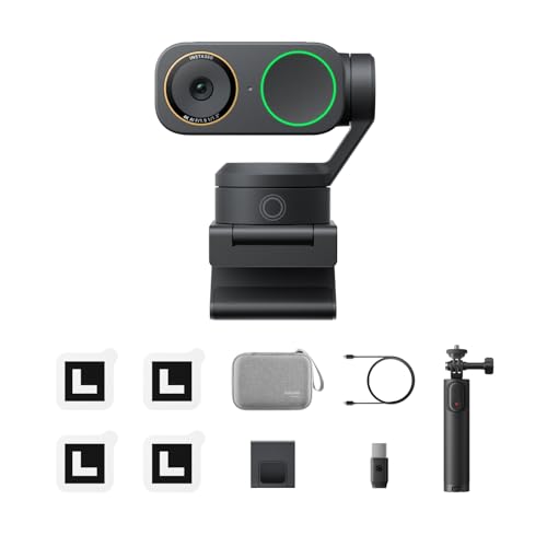 Insta360 Link 2 Pro Get-Set Bundle – 4K PTZ Webcam for PC/Mac, 1/1.3” Sensor, Low-Light, AI Tracking, HDR, Directional Noise-Canceling Mics, Supports Stream Deck, Zoom, Teams, Twitch for Streaming - style: Get-Set Bundle
