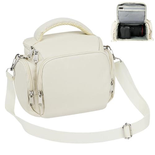 Ainiv DSLR Camera Bag, Waterproof Anti-Shock SLR Camera Case, Large Adjustable Shoulder Strap Camera Backpack, Portable Crossbody Single Shoulder Backpacks Compatible with Canon, Sony, Nikon, Beige - color: Beige