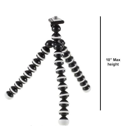 Acuvar 10‘’ Octopus Flexible Tripod Camera with 1/4" Screw, Quick Release Plate for Digital Cameras, SLR, DSLR, Travel Photography, Vlogging, Live Streaming - style: Tripod Only