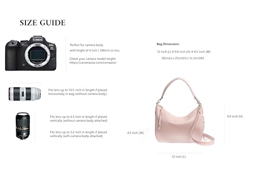 Meliae Camera Bag for Women, DSLR Mirrorless Camera Purse, Leather Shoulder Crossbody Hobo Travel Tote - color: Pink