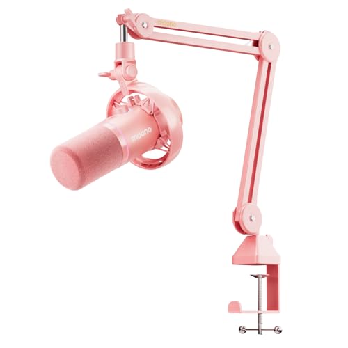 MAONO PD200W Hybrid Wireless Podcast Microphone for PC, XLR USB Dynamic Mic Kit with Boom Arm, Software, Noise Cancellation, for Vocal Recording, Streaming, Content Creation, Home Studio, Pink - color: Pink