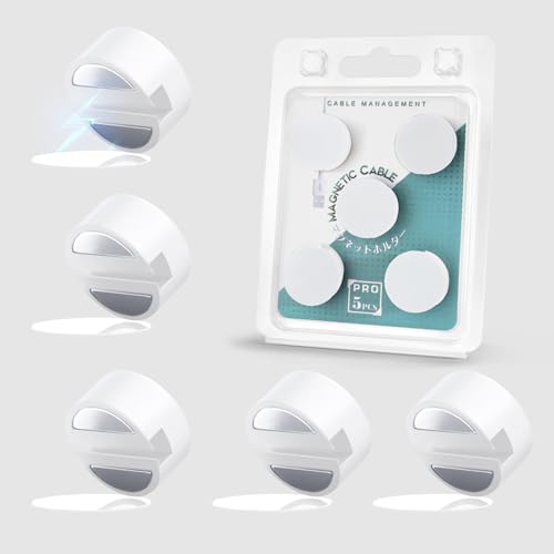 Maveek Magnetic Cable Clips White, Cord Organizer Magnet Silicone Cord Management Charging Cable Holder for Metal Desk, File Cabinet, Home and Office, with Extra Adhesive Plates (5 Piece, Large Size) - color: White, size: Large