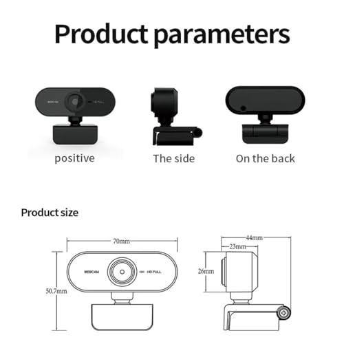Shcngqio 1080P HD Webcam with Microphone, Noise Cancellation, Privacy Cover, Wide-Angle Lens, Auto Light Correction, Plug & Play USB Webcam for Laptop, Desktop, PC, Mac, Zoom, Skype, Streaming (Black)