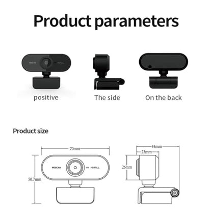 Shcngqio 1080P HD Webcam with Microphone, Noise Cancellation, Privacy Cover, Wide-Angle Lens, Auto Light Correction, Plug & Play USB Webcam for Laptop, Desktop, PC, Mac, Zoom, Skype, Streaming (Black)