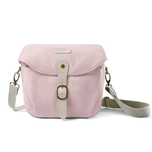 BAGSMART Camera Bag, SLR DSLR Canvas Crossbody Camera Case, Compact Camera Shoulder Bag with Rain Cover for Women and Men, Pink | SLR DSLR Camera Case, Compact Camera Shoulder Bag - color: 04-Light Pink