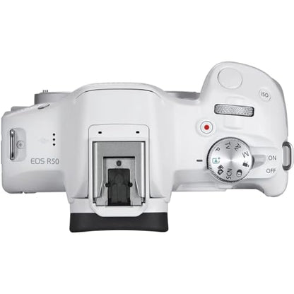Canon EOS R50 Mirrorless APS-C Interchangeable Lens Camera | Official Canon USA Partner Model | Body White 5812C002 Bundle with Deco Gear Photography Bag + Microphone + Tripod + Photography Guidebook - color: Snow