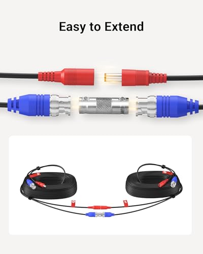 Anlapus 60ft 4K Ultra HD All-in-One Video & Power Cable, 8MP BNC Extension Cord for CCTV Security Camera DVR Analog Wired Surveillance Systems – Includes BNC Connector + RCA Adapter - size: 60ft Cable-4K