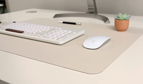 Dual-Sided Leather Desk Pad,Blotter for Laptop Computer,Mouse Pad,Writing,Drawing,Arts and Craft Mat (17"x35", Beige/Brown) - color: Beige/Brown, size: 17"x35"