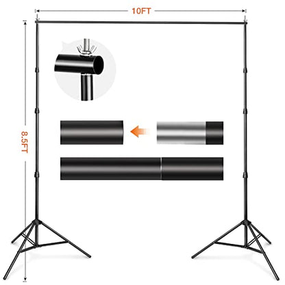 Yesker 8.5x10ft Green Screen Backdrop Kit with Stand Photography Greenscreen Background Support System with 6x9ft Muslin Chromakey Backdrop and Clamp for Photo Video Studio Portrait Product Shooting - size: 8.5 x 10ft