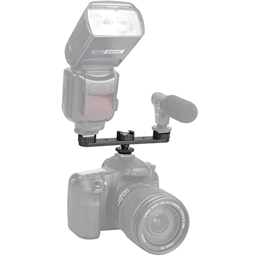 ChromLives Triple Cold Shoe Extension Mount Hot Shoe Base Adapter Extension Bar Bracket with 1/4 Screw for Tripod/Microphone/LED Light Compatible with Canon Sony Cameras… - color: Black