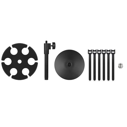 Multi Microphone Holder, Wired and Wireless Mic Holder for Stand, Hold Up to 6 Microphones, Aluminum, Black with stand (Desk)