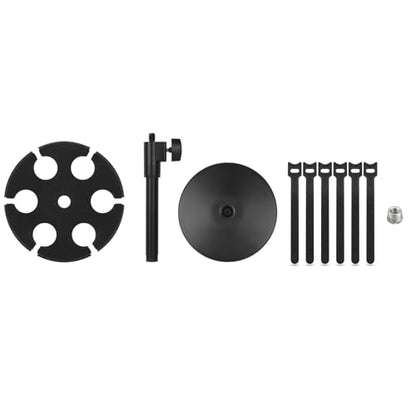 Multi Microphone Holder, Wired and Wireless Mic Holder for Stand, Hold Up to 6 Microphones, Aluminum, Black with stand (Desk)