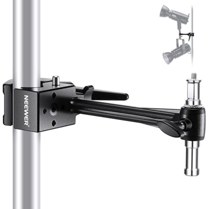 NEEWER Super Clamp with 6" Extension Arm, 5/8" Stud, 2.4" Jaw Grip Heavy Duty Crab Pole Clamp for Round Pipe Flat Surface,for Photography Studio Camera Lighting Mounting, Max Load 33lb/15kg - style: UA048