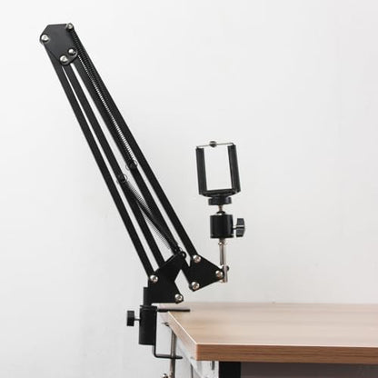 PATIKIL 0.47" Hole Dia. Desk Clamp, 4 Pcs Aluminum Alloy Bracket Universal Adjustable C-Clamp Mount Holder for Microphone Mic Arm Table Lamp Stand, Black - color: Black