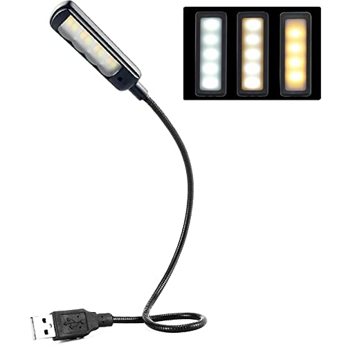 USB Light for Laptop Keyboard, Thickened & Flexiable 3 Brightness x 3 Color Temperature USB Reading Light for Nightwork Without Disturbing Roommates.