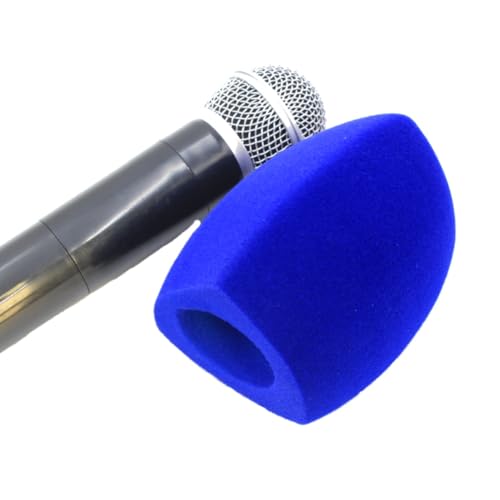 Flocked Mic Foam Windscreen Handheld Microphone Covers Large Mic Foam Pop Filters for TV Interview,radio,media Broadcast Microphones (Blue) - color: Blue