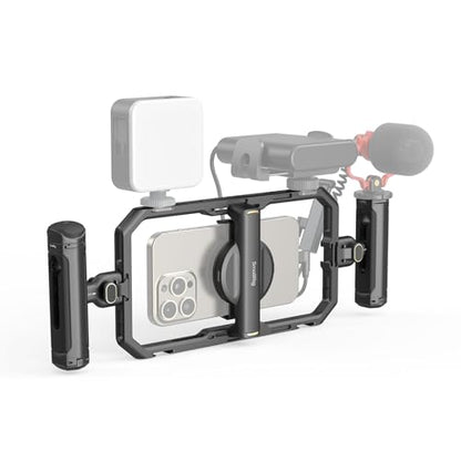 SmallRig Universal Quick Release Phone Cage Kit Basic, Aluminum Smartphone Video Rig Kit with Wireless Control Dual Handles and Phone Clip, for MagSafe, for iPhone 17 16 15 for Samsung for Pixel - style: Dual Handheld Kit