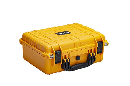 MEIJIA Portable All Weather Waterproof Camera Case With Foam,Fit Use of Drones,Camera,Equipments,Pistols,15.98x12.99x6.85inches - color: Yellow