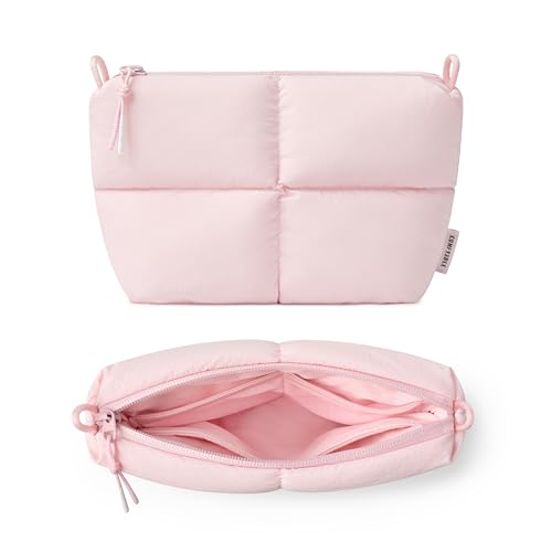 Comfyable Puffy Electronics Organizer Travel Case, Cute Tech Pouch for Women Men, Cable Storage Bag for Charger, Phone, Power Bank, Cord, Compact Tech Accessories Pouch, Light Pink - color: Light Pink
