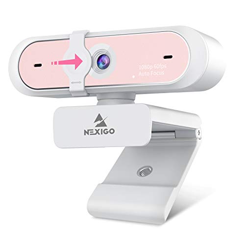 NexiGo N660P 1080P 60FPS Webcam with Software Control, Dual Microphone & Cover, Autofocus, HD USB Computer Web Camera, for OBS/Zoom/Skype/FaceTime/Teams/Twitch, Pink - style: 1080P 60FPS Webcam Pink