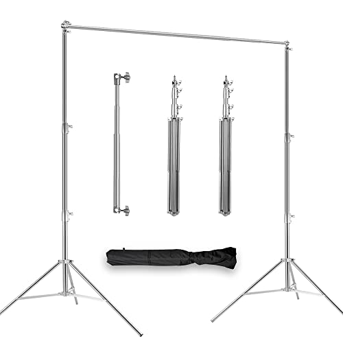 Photo Video Studio Backdrop Stand, 9.19ft Stainless Steel Backdrop Support System Background Stand with Carry Bag for Portrait & Studio Photography - size: 9.8×9.2ft(W×H)