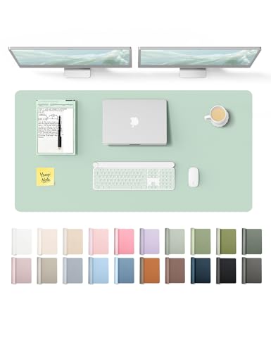 YSAGi Leather Desk Protector, Office Mat, Large Mouse Mat, Non-Slip PU Leather Blotter, Laptop Desk Pad, Waterproof Writing Pad for Office and Home (Pale Green, 47.2" x 23.6") - color: Pale Green, size: 47.2" x 23.6"