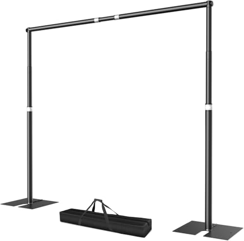 EMART Heavy Duty Backdrop Stand, 8.5x10Ft Adjustable Pipe and Drape kit with 9.26 LBS Steel Flat Base, Sturdy Metal Diy Photo Background Frame for Parties, Events, Wedding, Photography - Black - color: Black, size: 8.5x10FT