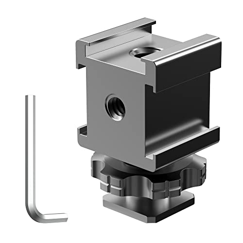 Triple Cold Shoe Mount Adapter, Cold Shoe Adapter Extension Bracket,Cold Shoe Mount Adapter with 1/4"-20 & 3/8"-16 Threads, Hot Shoe Mount for Camera DSLR Mirrorless Camcorder Mic LED Light Monitor