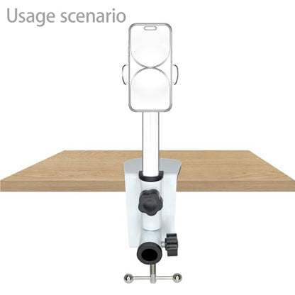 Desk C-Clamps with 2 Pieces 1/2" Thread Hole, 2 Pack Adjustable Metal Clamps on Table Stand, White Desk Light Clamp Holder for Swing Arm Magnifying Desk Lamp Microphone Camera - color: White