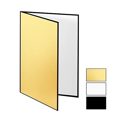 Meking 17" x 12"/43 x 30cm Light Reflector Photography Cardboard, 3-in-1 Studio Foldable Light Diffuser Board for Still Life Product and Food Photo Shooting - Gold, Black, White - color: A3-1 Pack Gold
