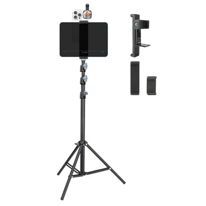 Large Screen Teleprompter Holder for Tablet & Phone with 70.8" Extendable Tripod, Dual Device Design, Compatible with iPad/iPhone/Samsung and More. Perfect for Live Streaming/Video Recording - size: holder with 70.8-inch tripod