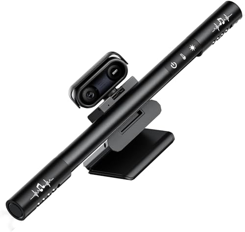 Raikon 4K Webcam with Ring Light & Microphone, 4K Ultra HD Streaming Camera, Built-in Dual Noise-Canceling Mics, Auto Light Correction, for Zoom/Skype/Teams/YouTube/Twitch, Plug & Play, for PC
