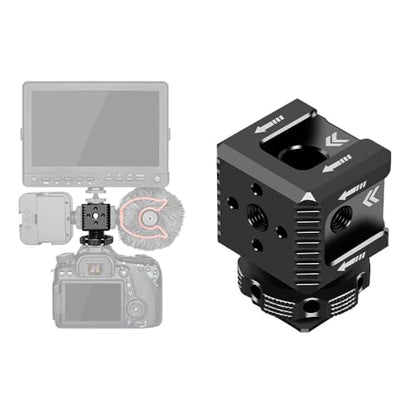 Triple Cold Shoe Mount Bracket, Camera Hot Shoe Mount Adapter with 1/4" Screw Holes for Flash Light Monitor Video Mic Compatible with Canon Nikon Camera Camcorder