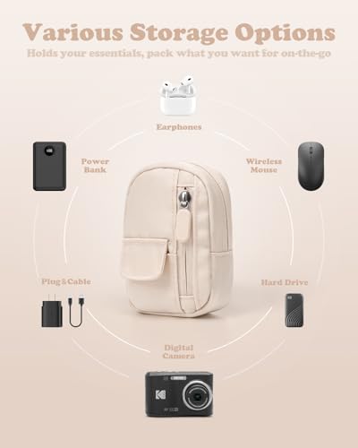 SQERO Soft Camera Case for Digital Camera KODAK PIXPRO FZ55/ FZ45/CAMKORY DC403 FHD 1080P,Travel Camera Pouch, Carry Case Bag Cute Small - color: Beige
