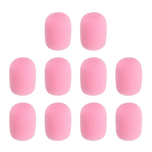 MECCANIXITY 10 Pcs Mini Foam Microphone Windscreen, 22x30mm High Density Pink Mic Cover Noise Reduction Foam Covers for Streaming Stage Conference Use - color: Pink, size: 22x30mm