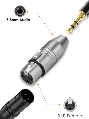 CableCreation 3.5mm to XLR Female Adaptor 2pcs,X LR to 1/8'' Stereo Audio Converter,1/8 inch TRS Stereo Jack Female to 3 Pin XL R Microphone Extender for Camcorder,Mixer,Speaker,Microphone,Amplifier - size: XLR Female