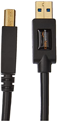 Amazon Basics USB-A to USB-B 3.0 Cable, 4.8Gbps High-Speed with Gold-Plated Plugs, 6 Foot, Black - size: 6 Feet