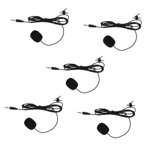 Clip-on Microphones for Pc 5 Pack PVC Phone Mics Easy to Use Lapel Microphone Boom for Streaming/Recording/Video Chat