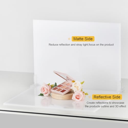 Meking Product Photography Backdrops Dual- Sided Matte and Reflective White Photo Background for Food, Makeup, Jewelry and Other Small Product, 2Pcs 15.7x11.8in Photo Backdrop Boards with 2Pcs Bracket - color: White