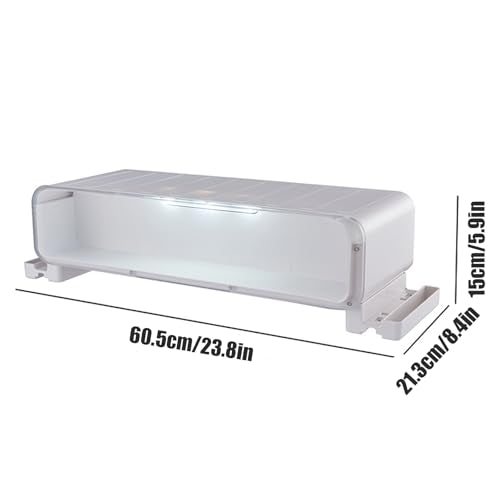 WMM Monitor Stand Riser, Computer Monitor Stand with Drawer and Display Minifigures, Computer Desktop Stand with Lights, Removable Elevated Structure, Compatible with Computers, Desktops, and Laptops