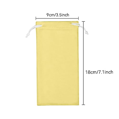 6pcs Eyeglasses Sunglasses Microfiber Pouch Bag, Cell Phone Storage Pouch 7.1" x 3.5" - color: Yellow